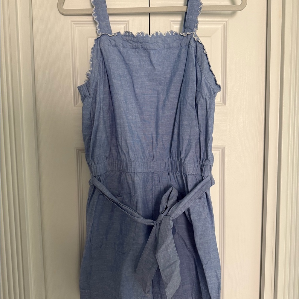 LOFT Chambray embroidered romper